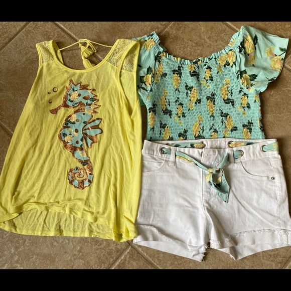 Justice Other - Justice Set of tank top, shirt, and shorts